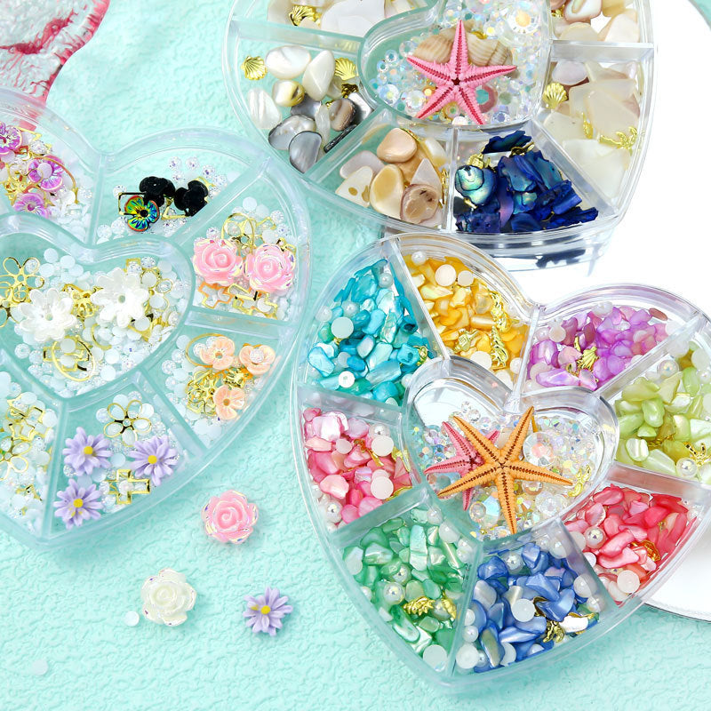 Heart-shaped box with assorted bows, nail art accessories, resin pearls, rose flowers, versatile nail decorations in the ins style Secondary image