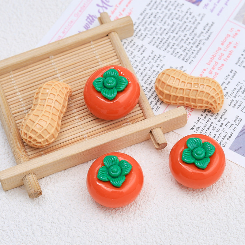 Cartoon persimmon and peanut cream glue accessories, creative shoe buckle materials, resin accessories, DIY decorations Secondary image