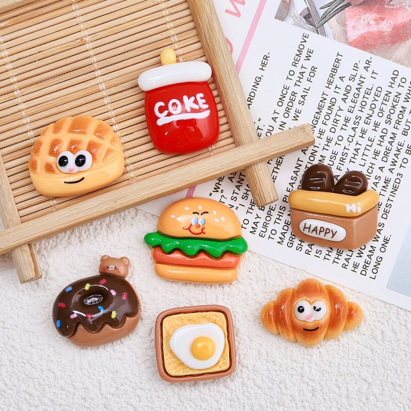 Cute Emoji Burger Toy Cream Glue Accessories Creative Shoe Buckle Material Resin Accessories DIY Jewelry Hairpin Secondary image