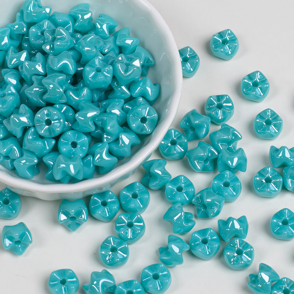 Colorful stacked beads, electroplated solid color acrylic beads, through-hole loose beads, DIY bracelet accessories Secondary image
