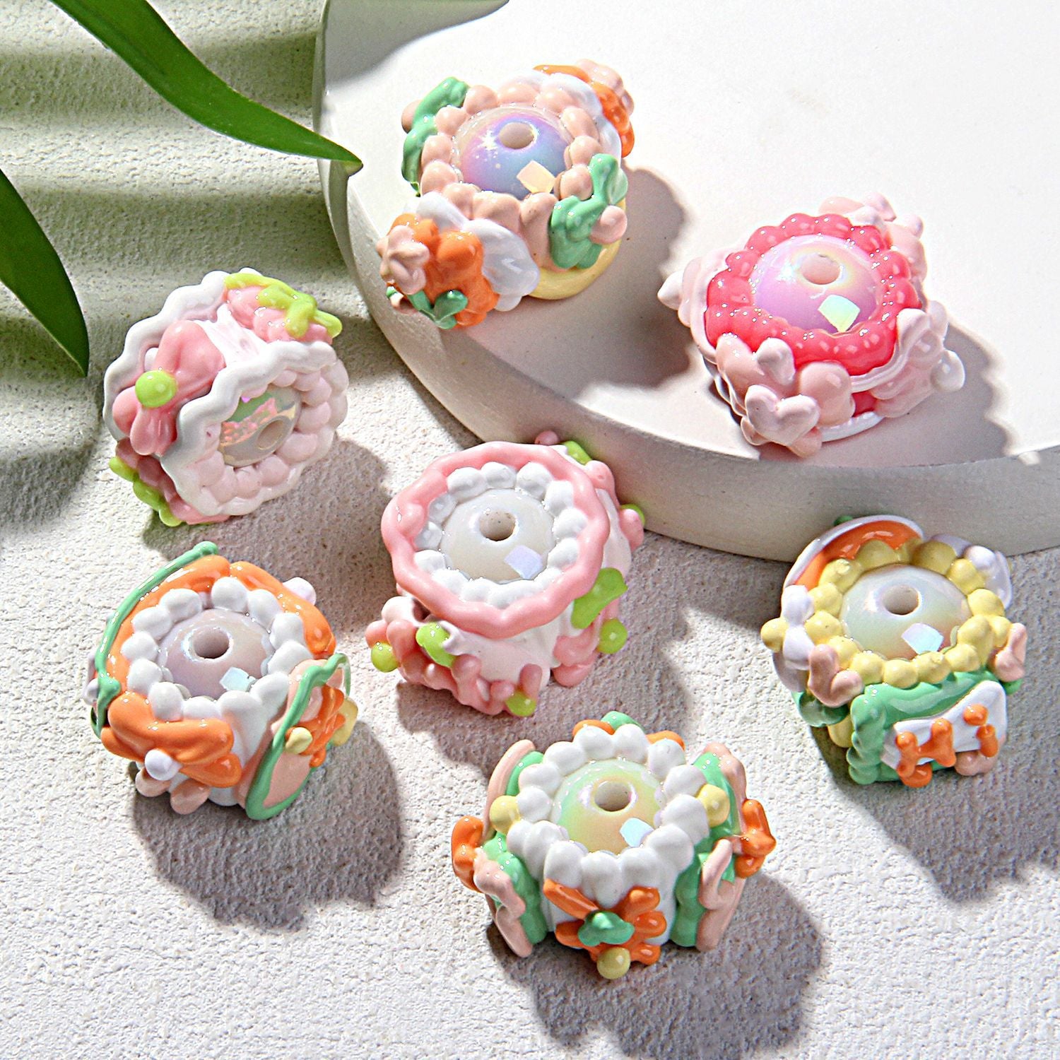 Heavy oil hand-painted beads DIY phone chain, bag hanging chain, beaded accessories, DIY car hanging beads, keychain accessories Secondary image