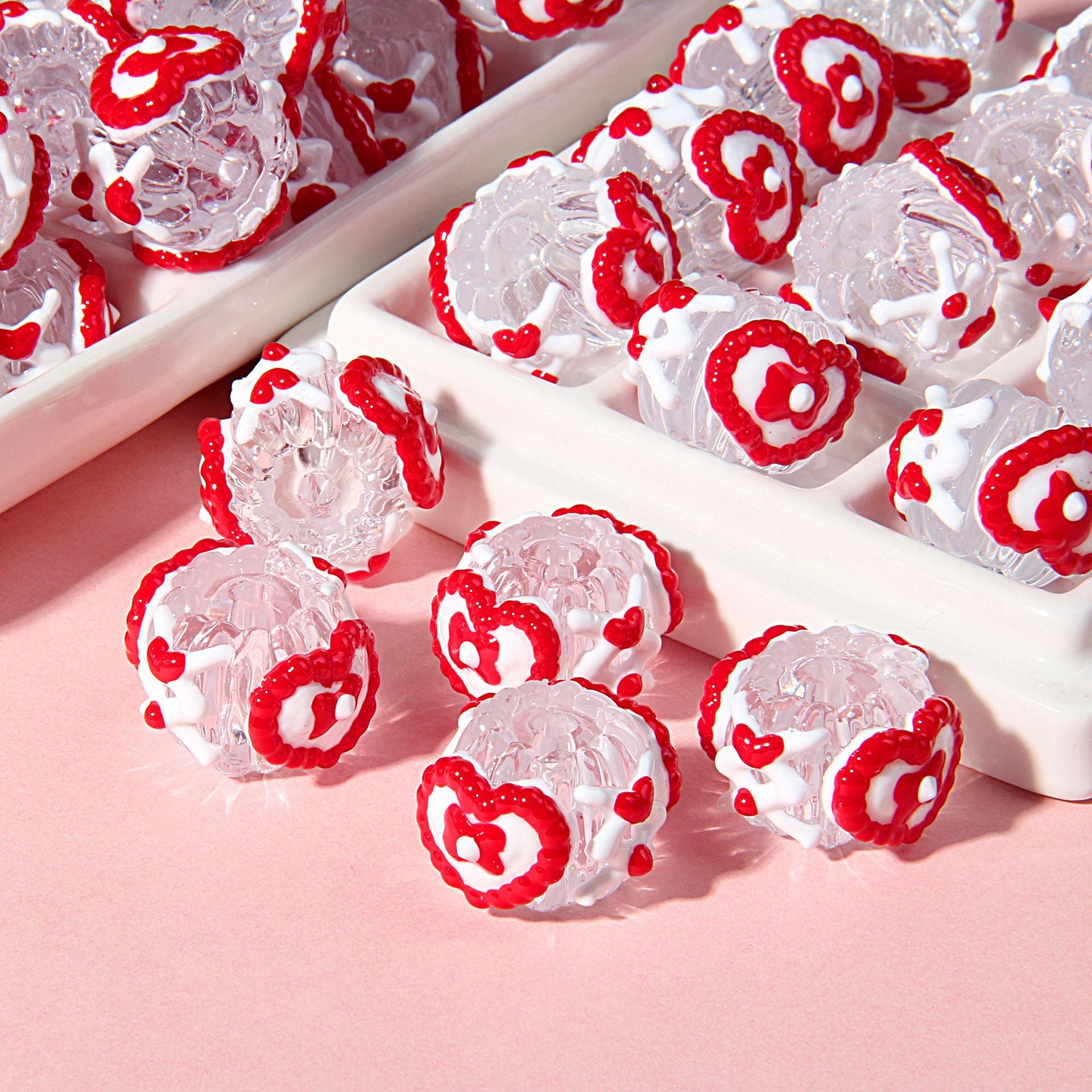 Large red hand-painted beads DIY beaded phone chain beads wholesale DIY beaded handmade loose beads Secondary image