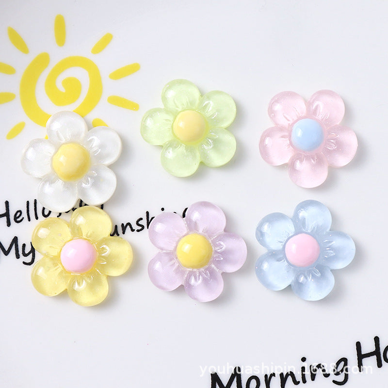 Transparent five-petal flower DIY cream glue resin accessory for handmade hair clips, hair ties, and shoe charms Secondary image