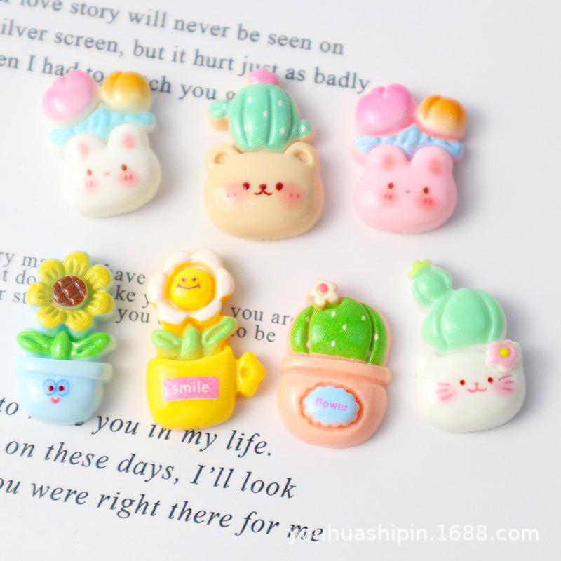 Flower plate, cactus, sunflower, glossy DIY cream phone case, car refrigerator keychain, accessory parts Secondary image