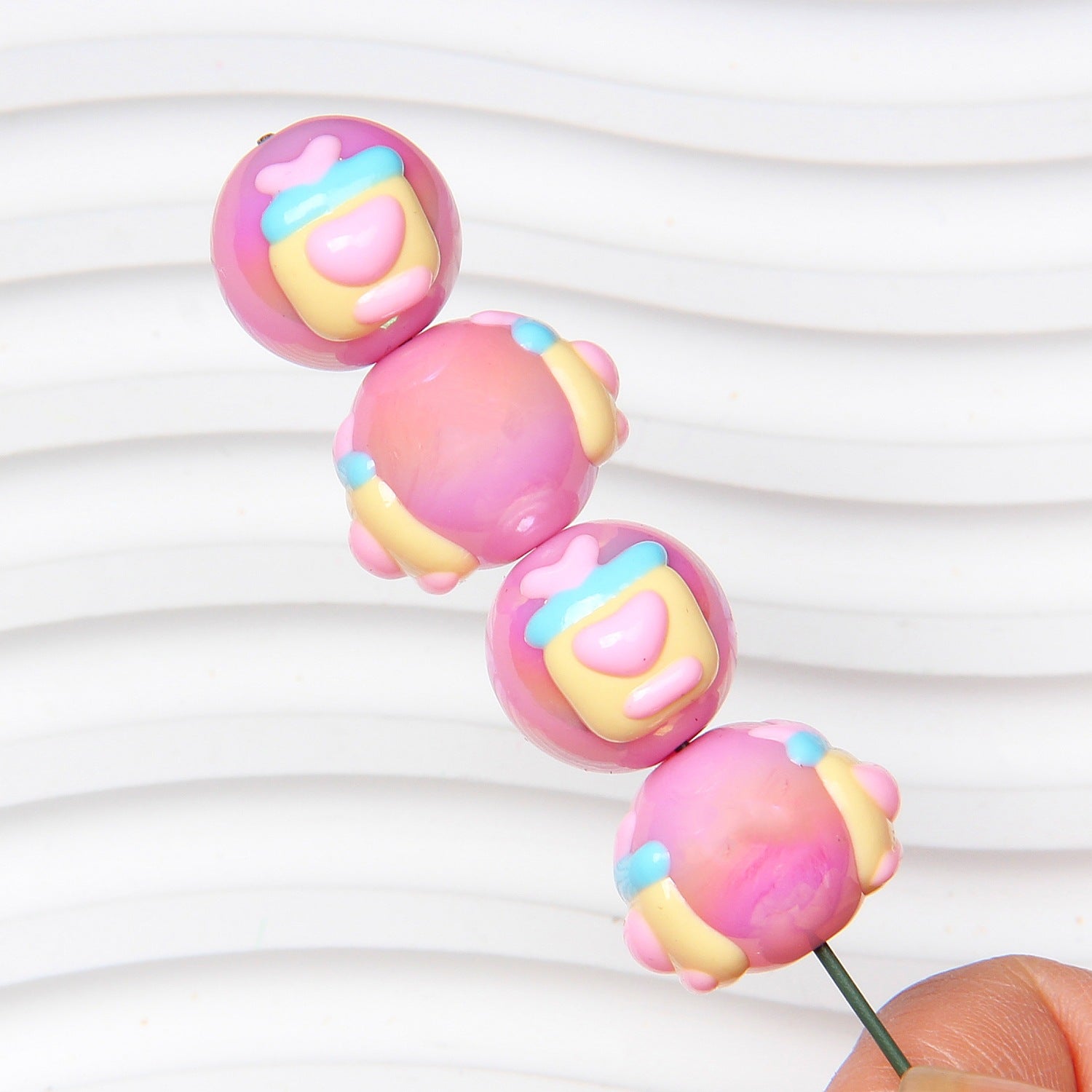 Cartoon hand-painted beads, loose beads, beaded hand-painted beads, DIY bracelet loose beads, phone chain DIY materials Secondary image