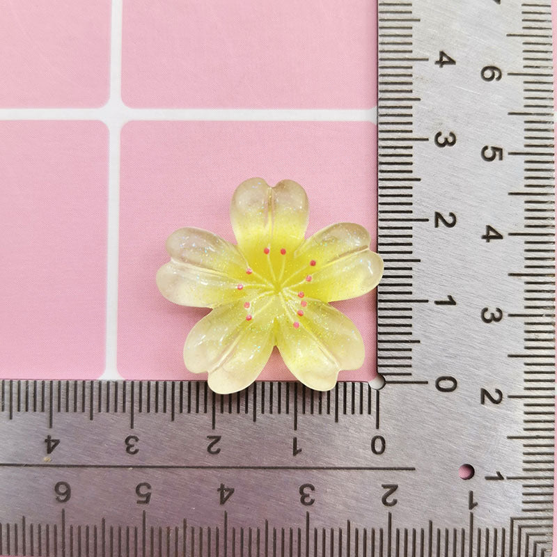 Transparent artificial flowers gradient five-petal flower DIY resin accessories for hair ties, hair clips, phone cases, storage boxes, and water cup stickers Secondary image