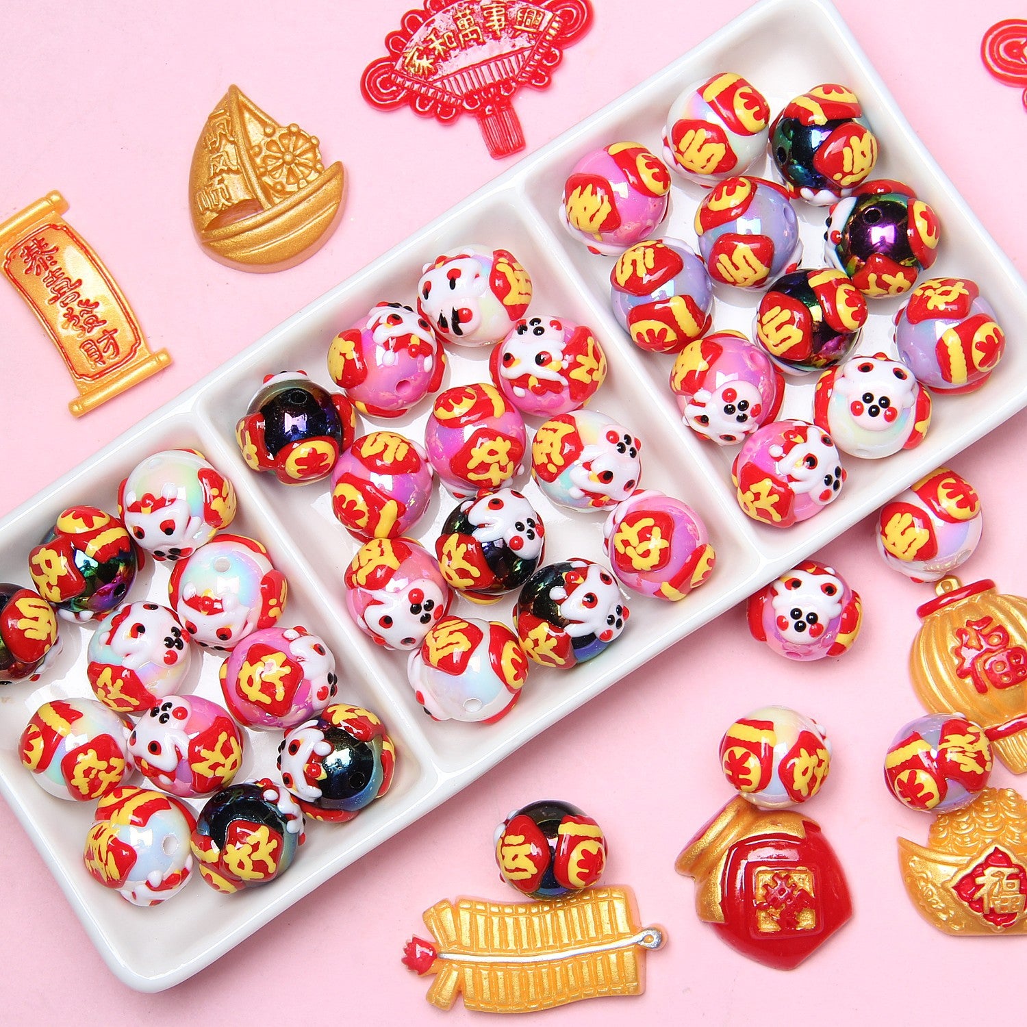 2025 Year of the Snake Good Luck and Fortune Beads DIY Hand-painted Beads Loose Beads DIY Phone Chain Bracelet Materials Secondary image