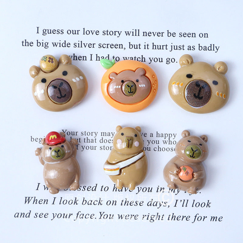 Capybara shiny orange guinea pig clogs dly accessories hair clips phone cases resin ornaments creative handmade items Secondary image